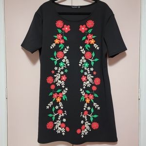 Boohoo Embroidered Floral Shift Dress